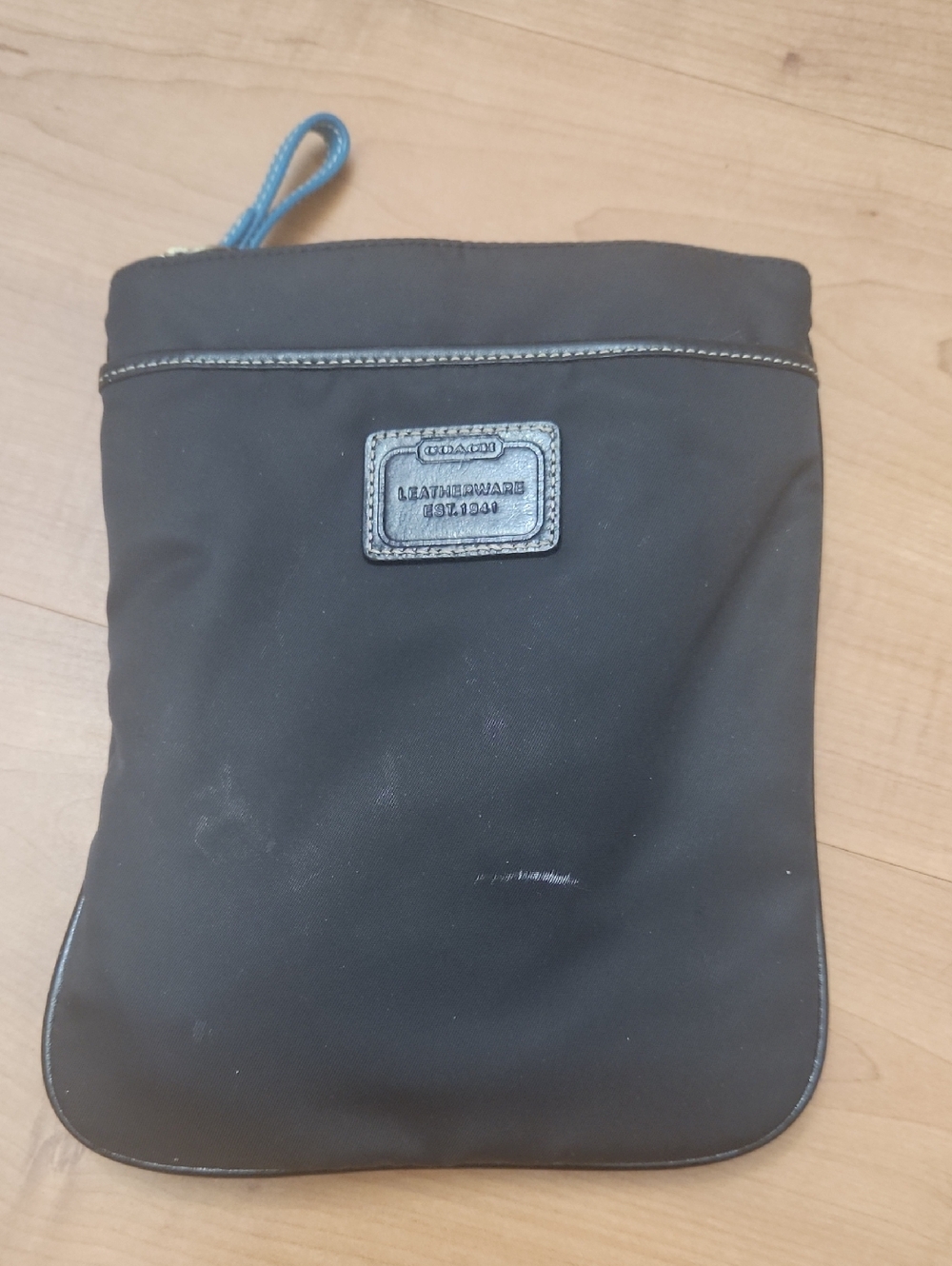 Coach Black Crossbody Pouch with Blue Wrist Loop